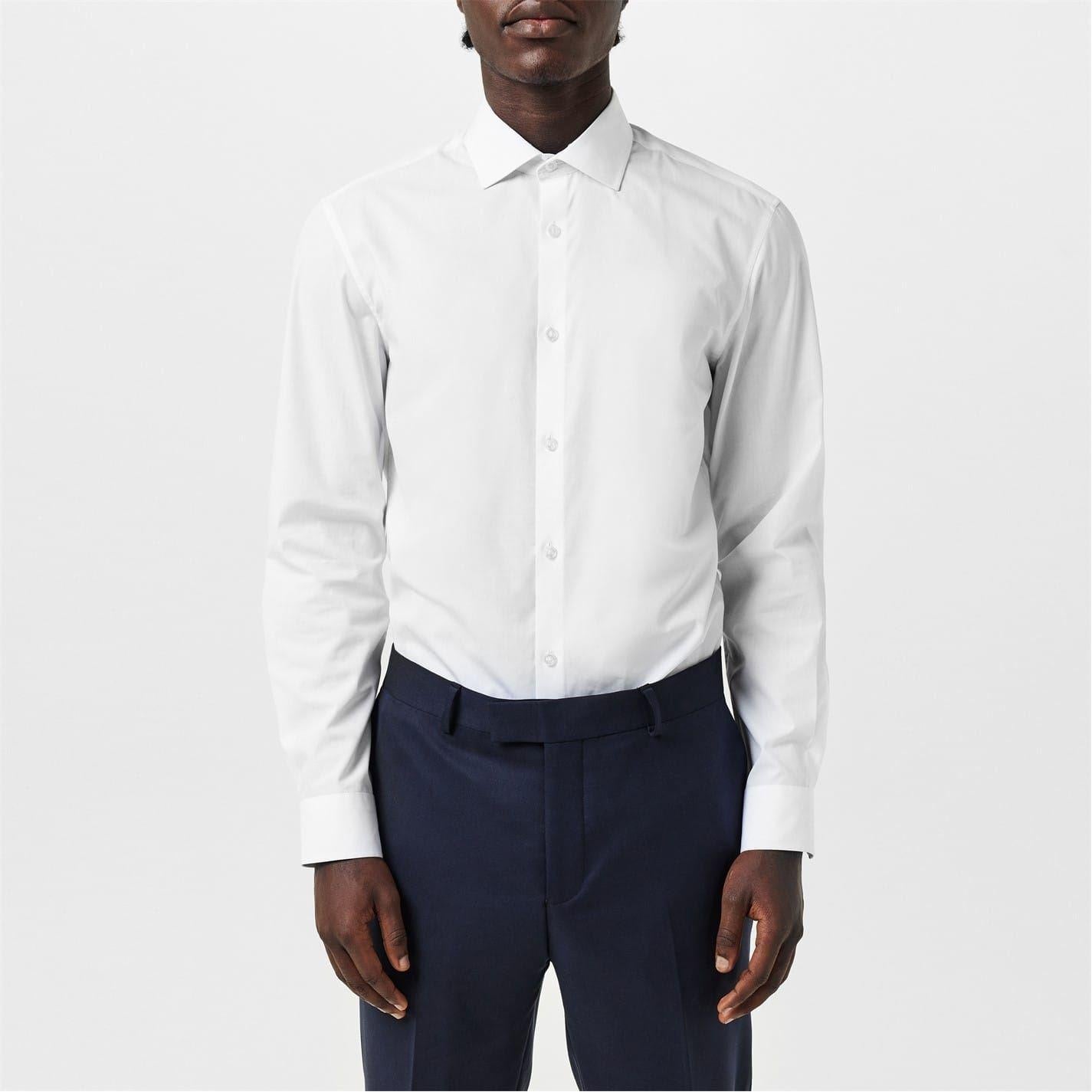White - Front - Twisted Tailor Mens Slim Formal Shirt