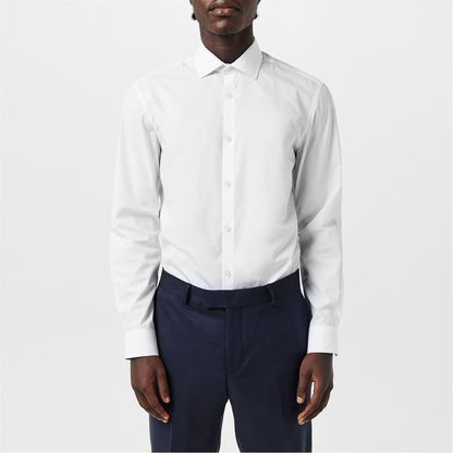 White - Front - Twisted Tailor Mens Slim Formal Shirt