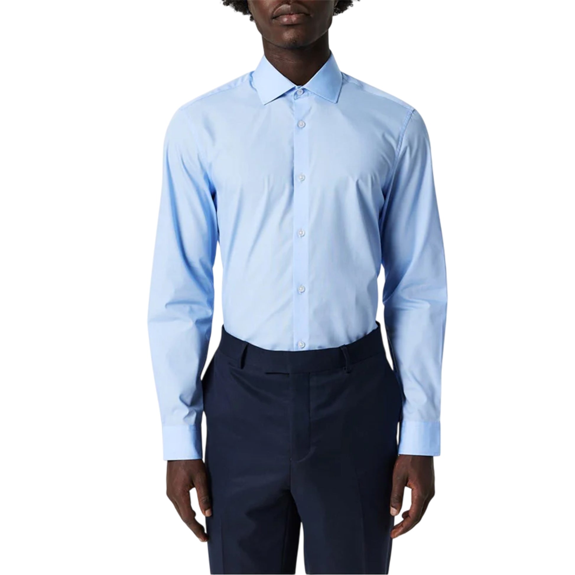 Blue - Side - Twisted Tailor Mens Slim Formal Shirt