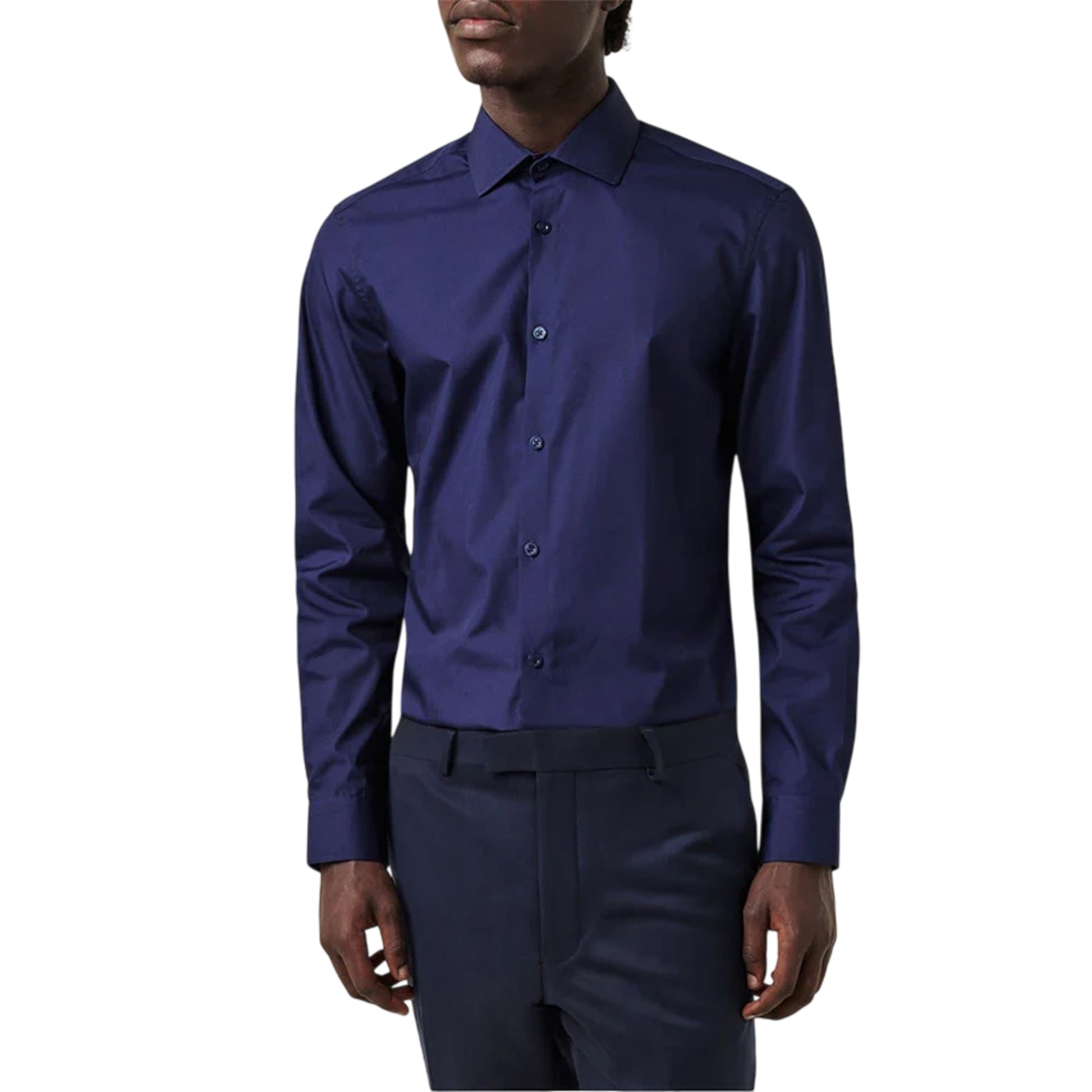 Navy - Side - Twisted Tailor Mens Slim Formal Shirt