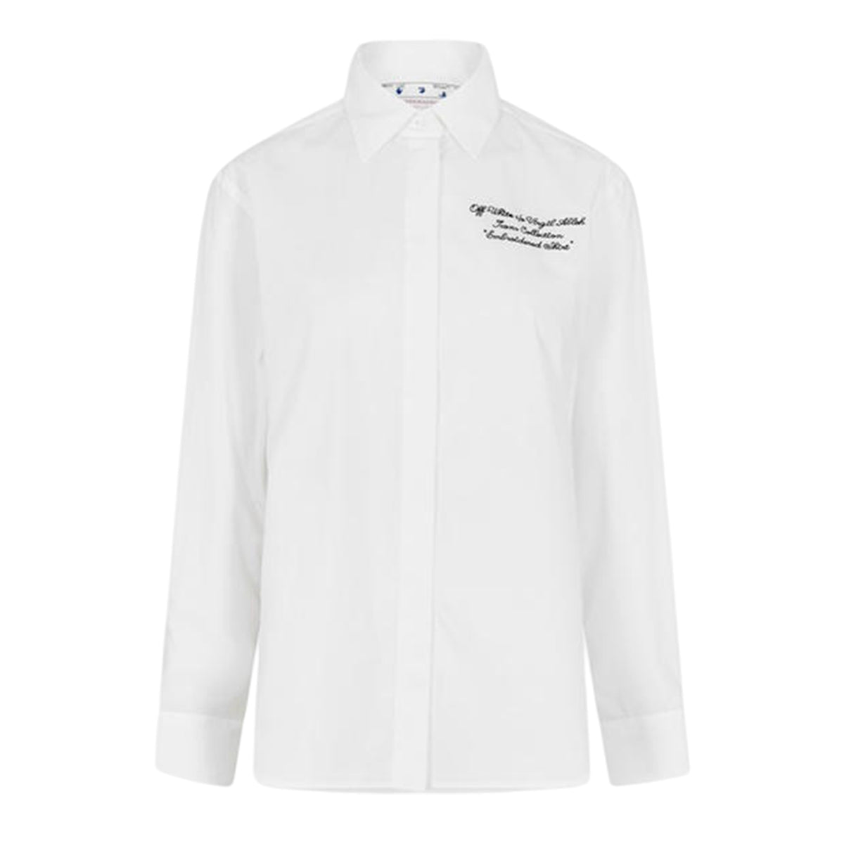 White-Black - Front - Off White Unisex Adult Embroidered Regular Long-Sleeved Shirt