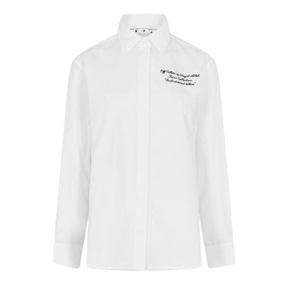 White-Black - Front - Off White Unisex Adult Embroidered Regular Long-Sleeved Shirt