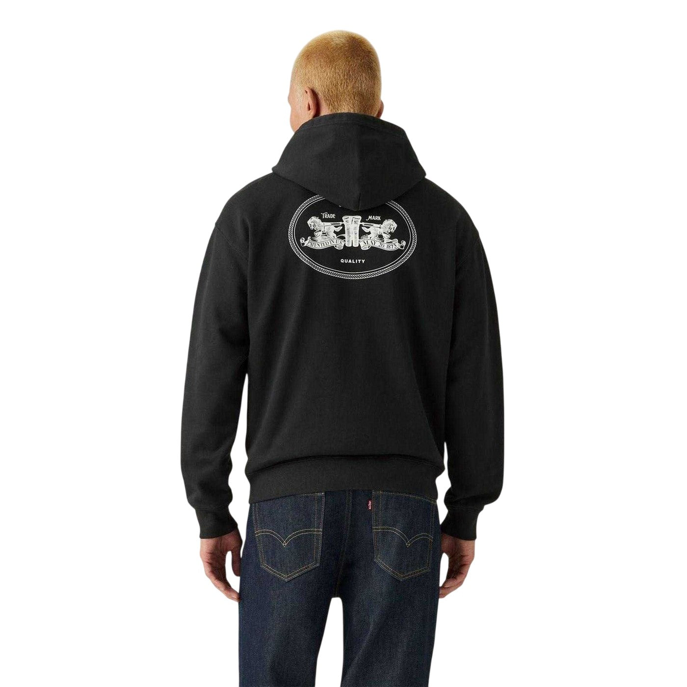 Black - Back - Levis Mens Batwing Logo Cotton Blend Relaxed Fit Hoodie