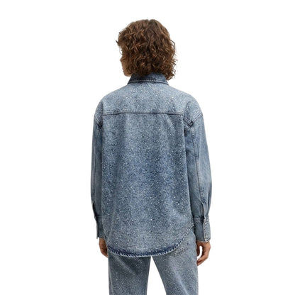 Dark Blue - Back - Boss Womens-Ladies Denim Relaxed Fit Long-Sleeved Shirt