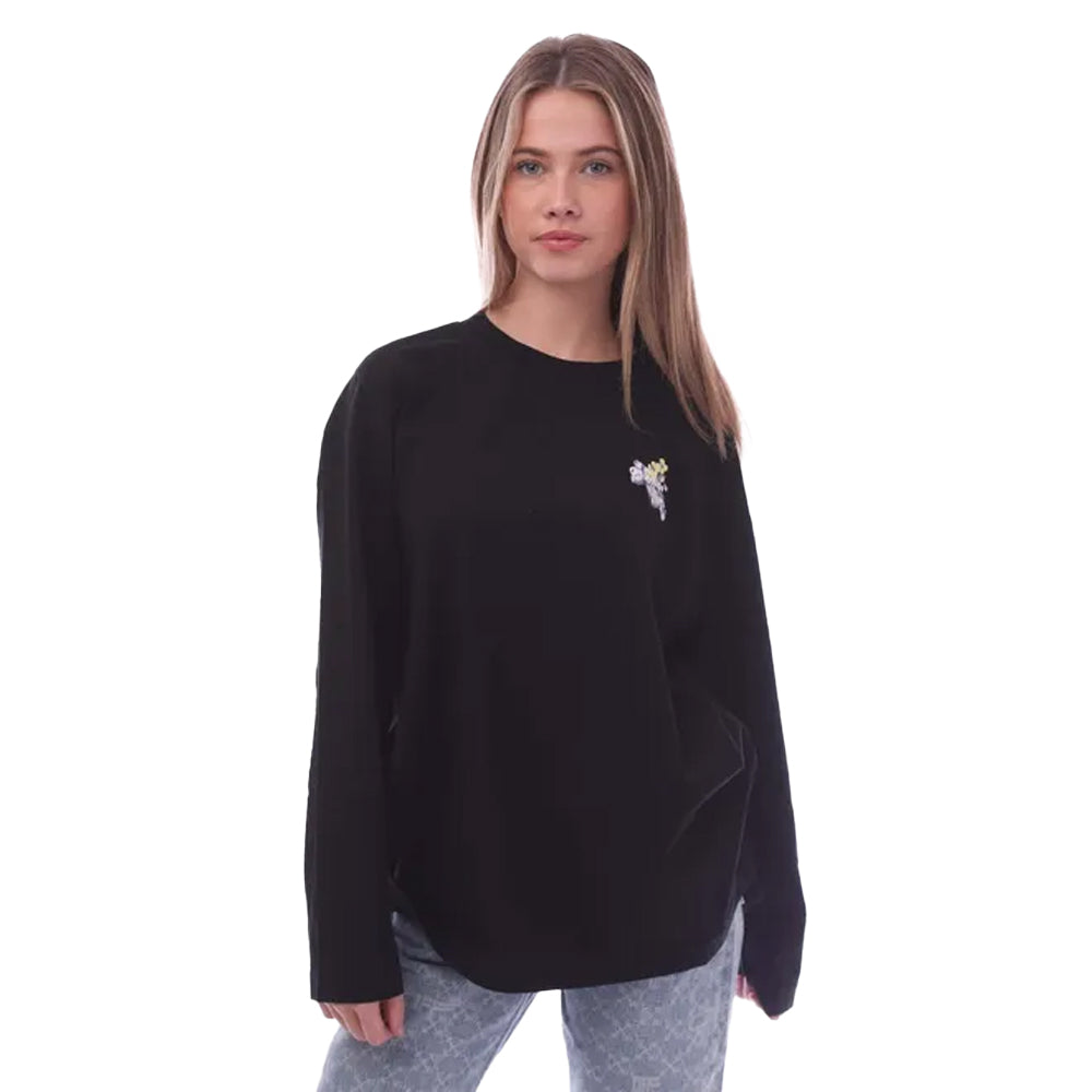 Black - Front - Off White Womens-Ladies Arrow Flowers Long-Sleeved T-Shirt