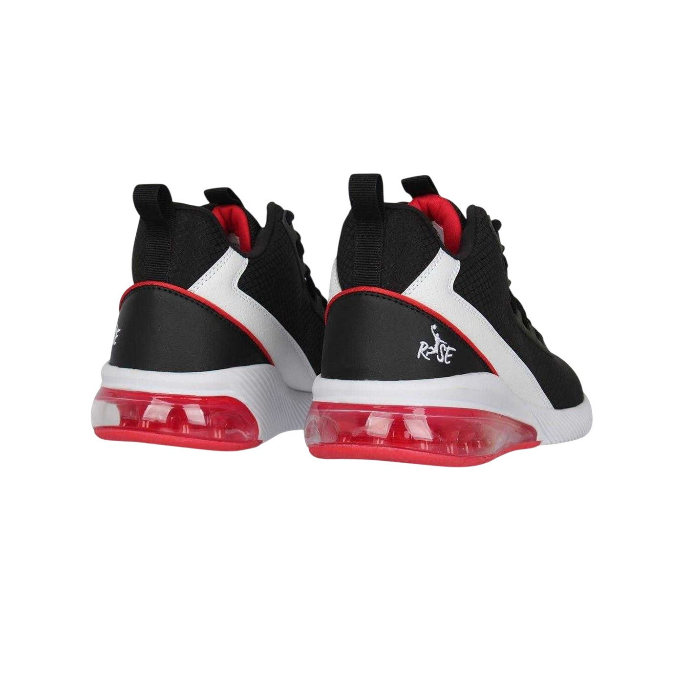 Black-White-Red - Back - Rise Unisex Adult Digital Logo High-top Basketball Shoes