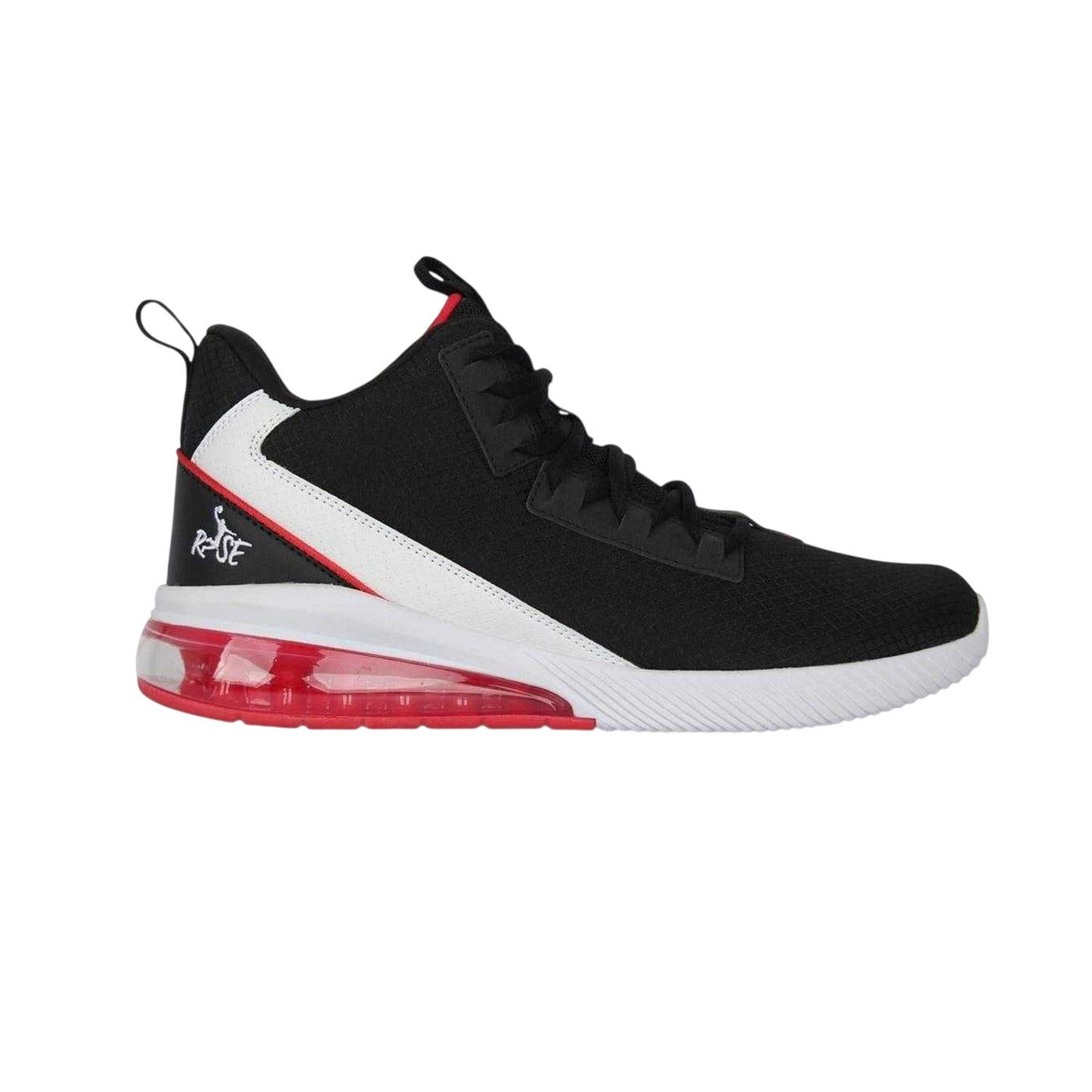 Black-White-Red - Front - Rise Unisex Adult Digital Logo High-top Basketball Shoes