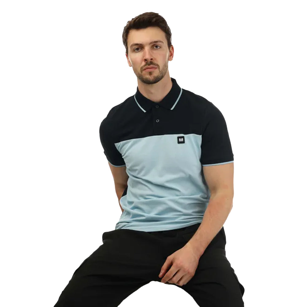 Blue Navy - Side - Weekend Offender Mens Lario Block Polo Shirt