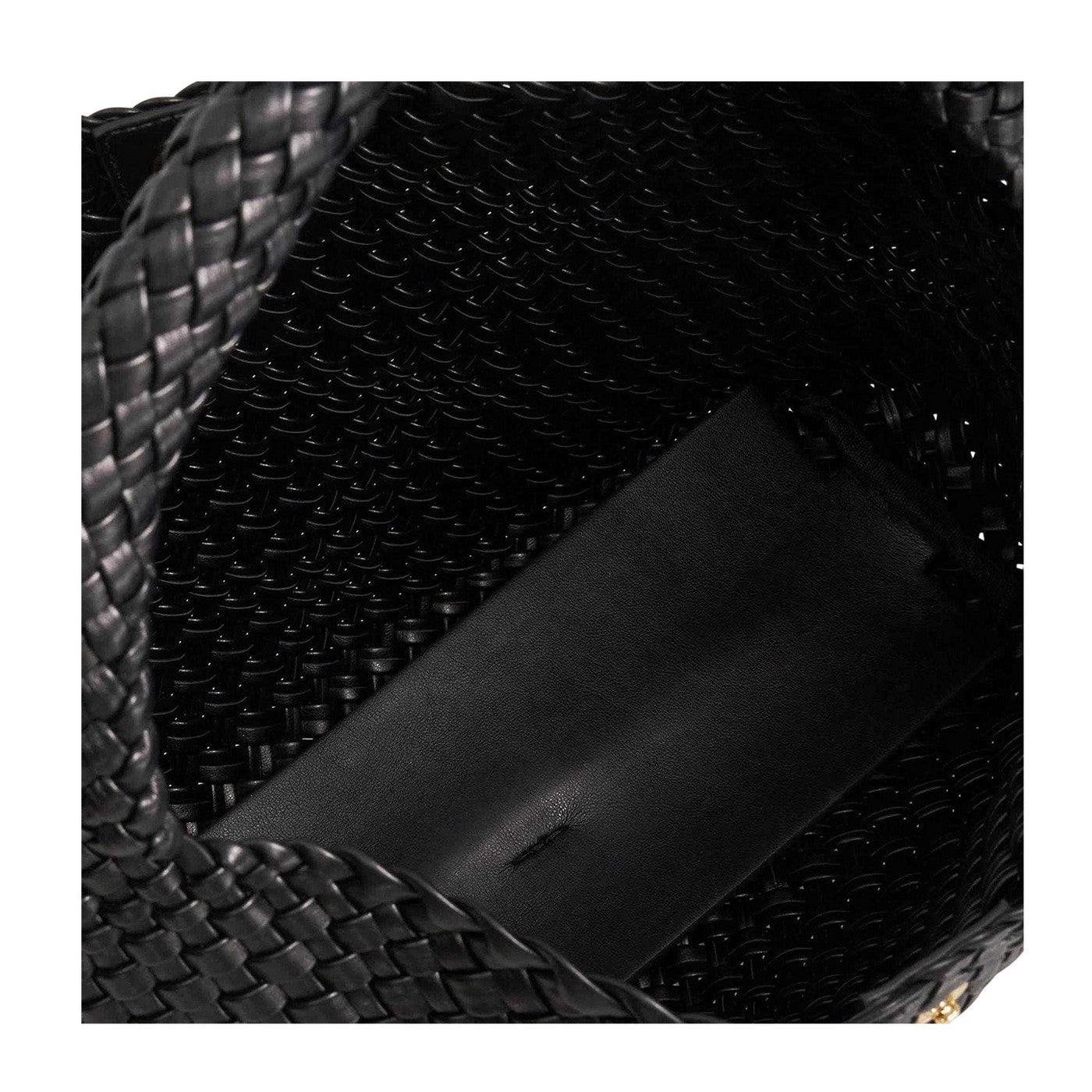 Black - Side - Dune London Delegating Woven Shoulder Bag