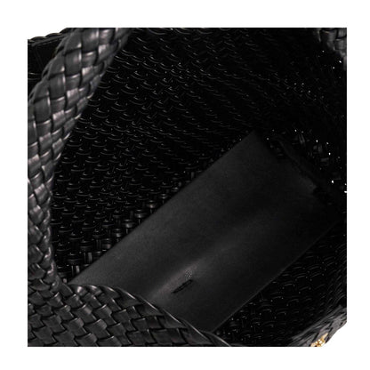 Black - Side - Dune London Delegating Woven Shoulder Bag