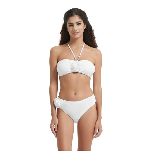 White - Front - Be You Womens-Ladies Corsage Bikini Set