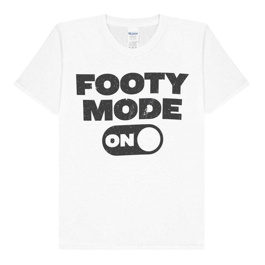 White-Black - Front - AWD Childrens-Kids Footy Mode On T-Shirt