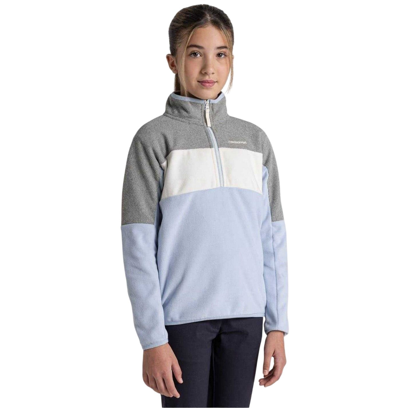 Autumn-Grey Marl - Lifestyle - Craghoppers Childrens-Kids Zip Neck Sweatshirt