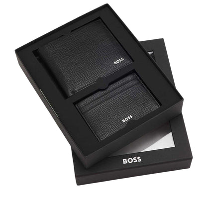 Black - Back - Boss Cow Leather Anniversary-Birthday Wallet and Card Holder Set (Pack of 2)