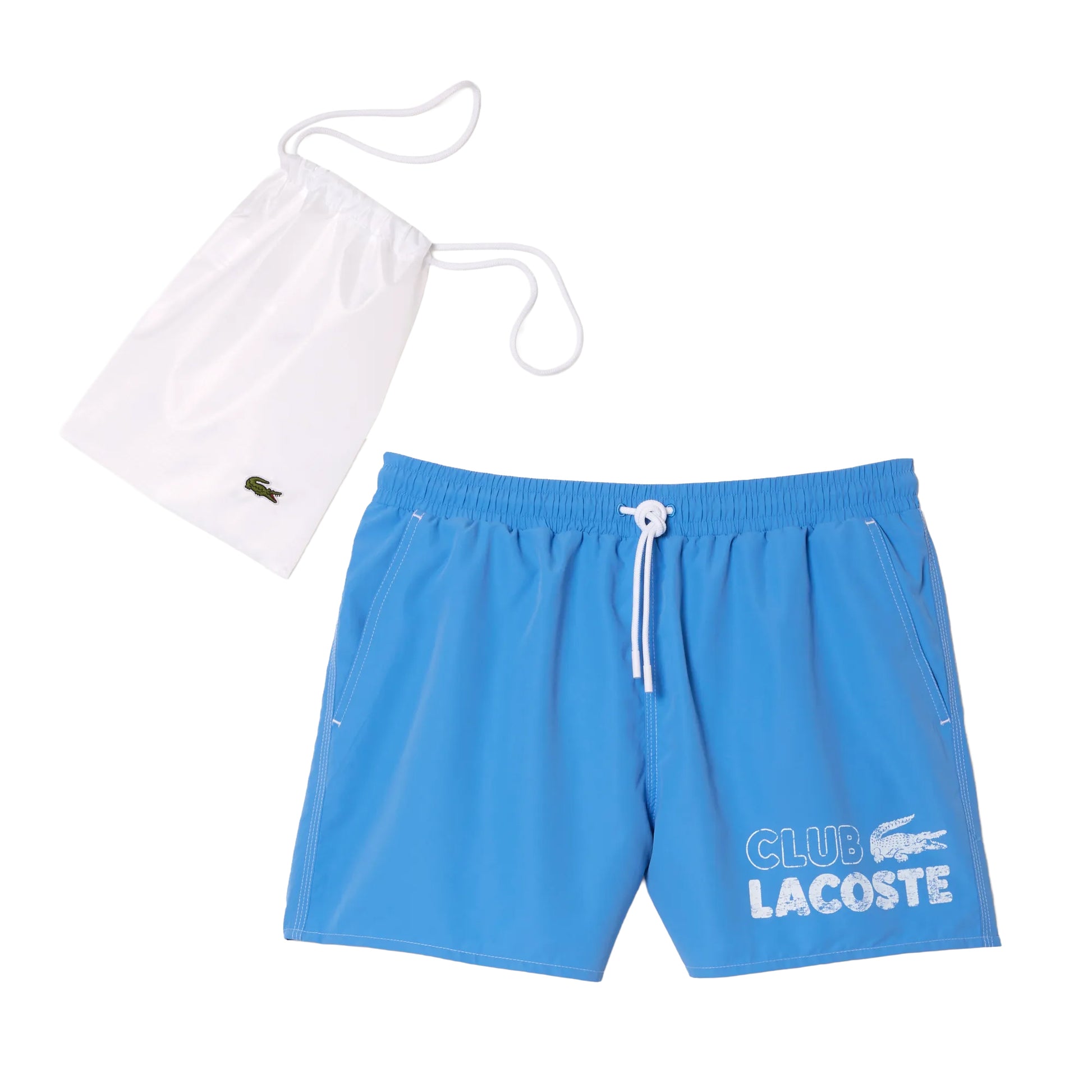 Blue - Back - Lacoste Mens Quick Dry Swimming Trunks