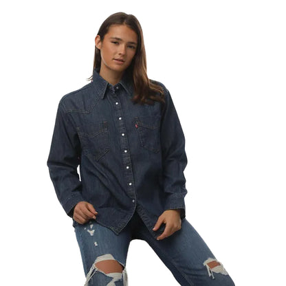 Denim - Back - Levis Womens-Ladies Donovan Western Shirt