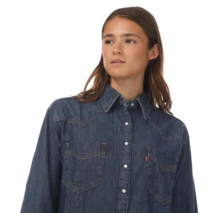 Denim - Side - Levis Womens-Ladies Donovan Western Shirt