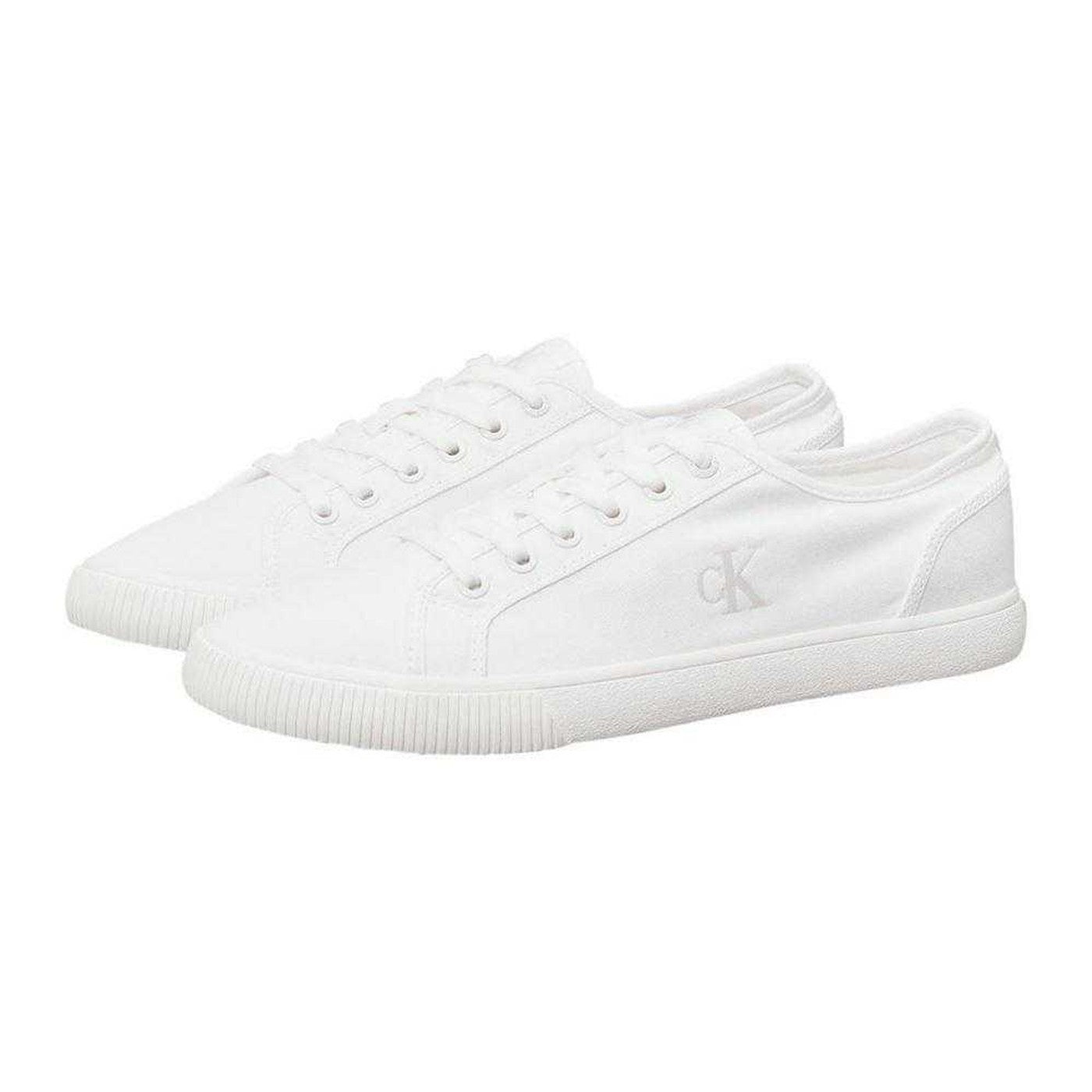 Bright White - Lifestyle - Calvin Klein Mens Ess Vulc Canvas Casual Flat Trainers