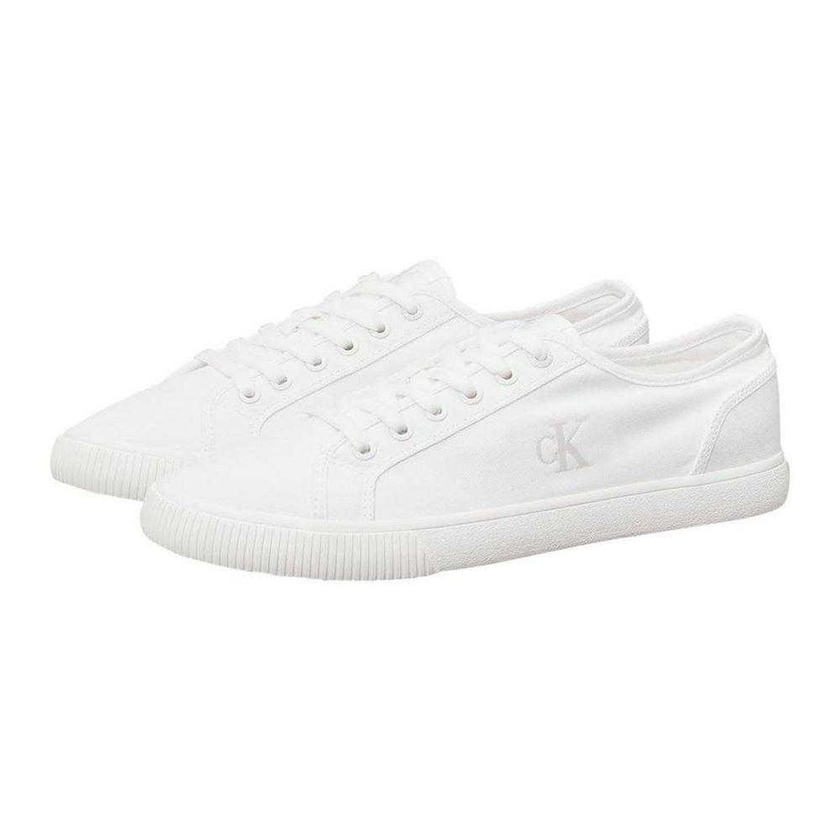 Bright White - Lifestyle - Calvin Klein Mens Ess Vulc Canvas Casual Flat Trainers