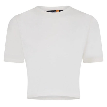 Vintage White - Front - Timberland Womens-Ladies Crew Neck Short-Sleeved Crop Top