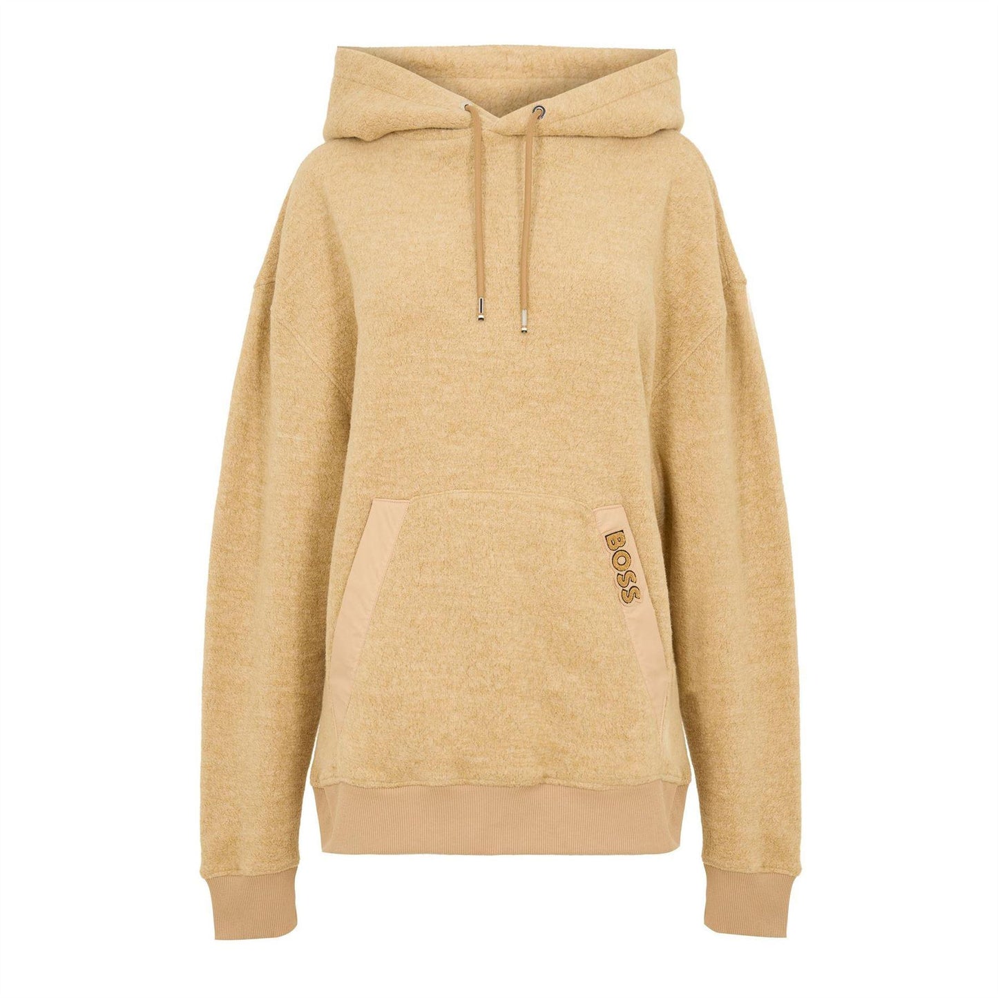 Medium Beige - Front - Boss Unisex Adult Slim Drawstring Hoodie