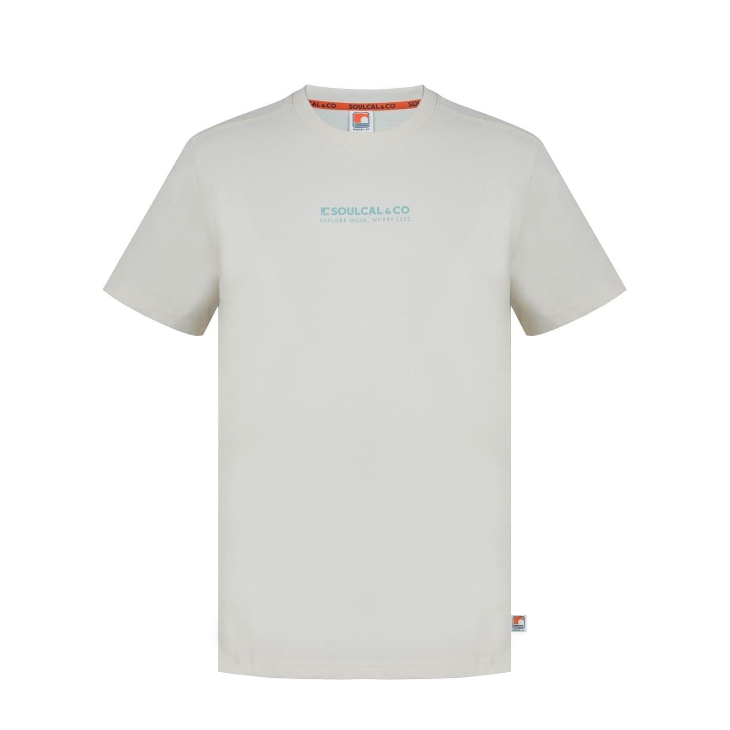 Ecru - Front - SoulCal Mens Back Print T-Shirt