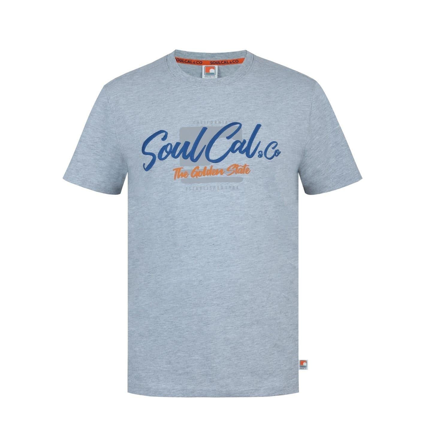 Grey Marl - Front - SoulCal Mens Back Print T-Shirt