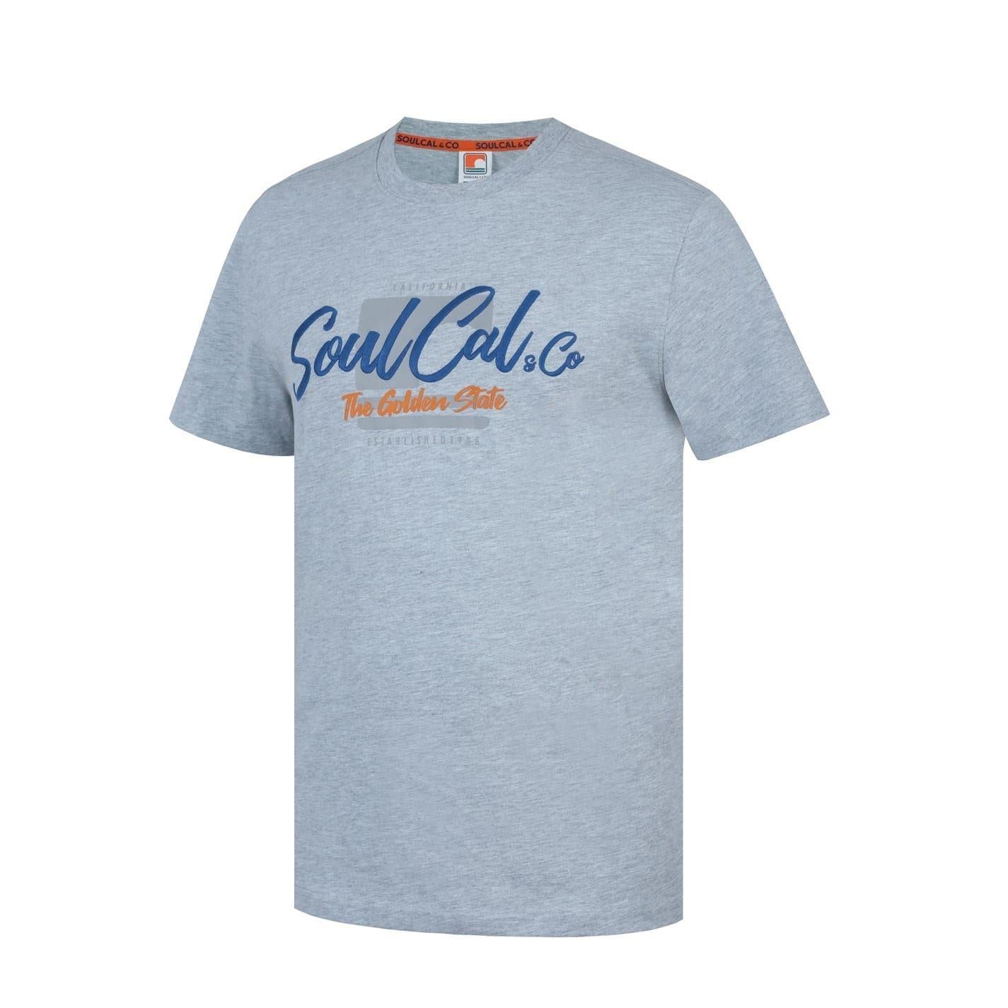 Grey Marl - Side - SoulCal Mens Back Print T-Shirt