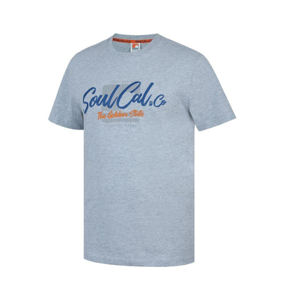 Grey Marl - Side - SoulCal Mens Back Print T-Shirt