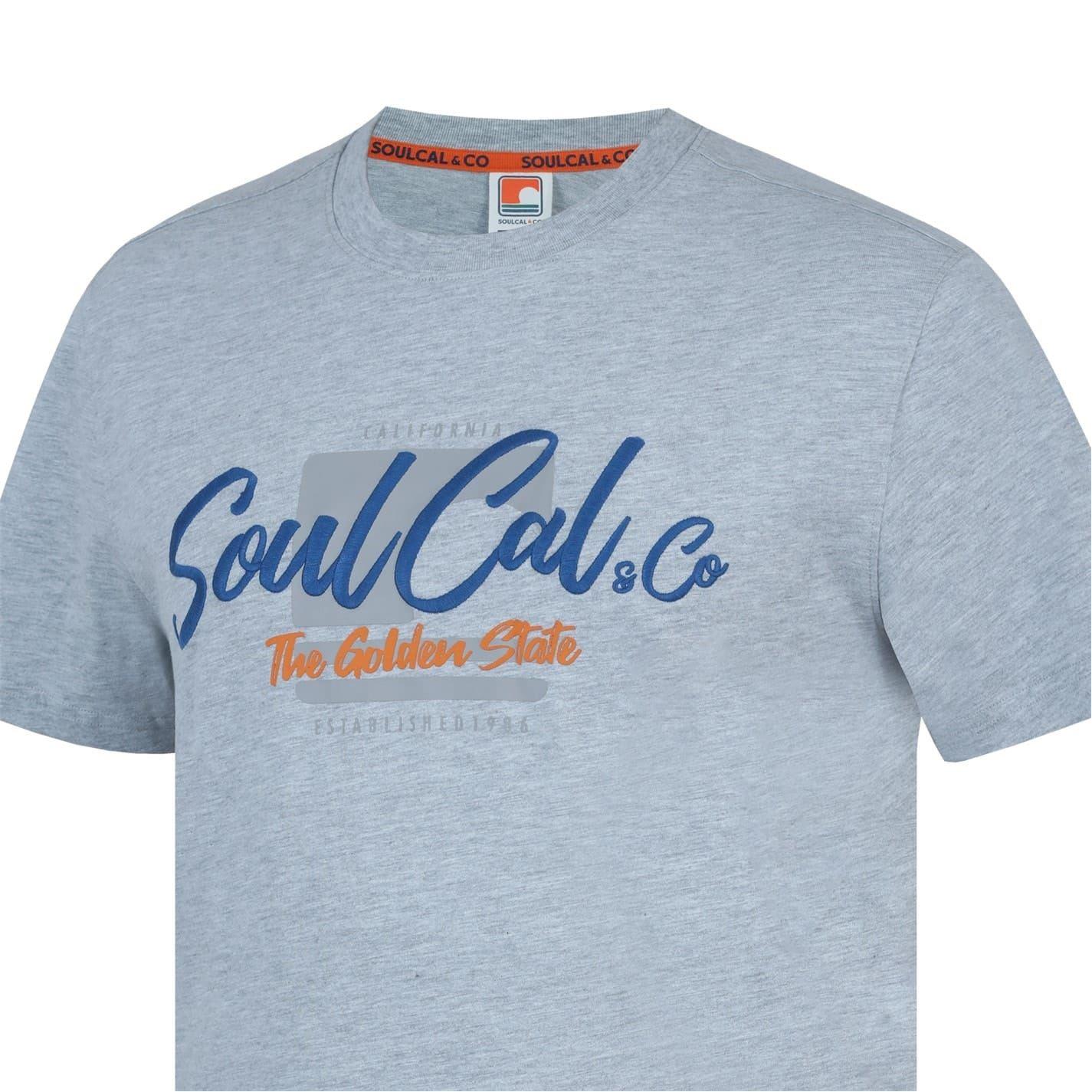 Grey Marl - Pack Shot - SoulCal Mens Back Print T-Shirt