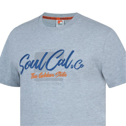 Grey Marl - Pack Shot - SoulCal Mens Back Print T-Shirt