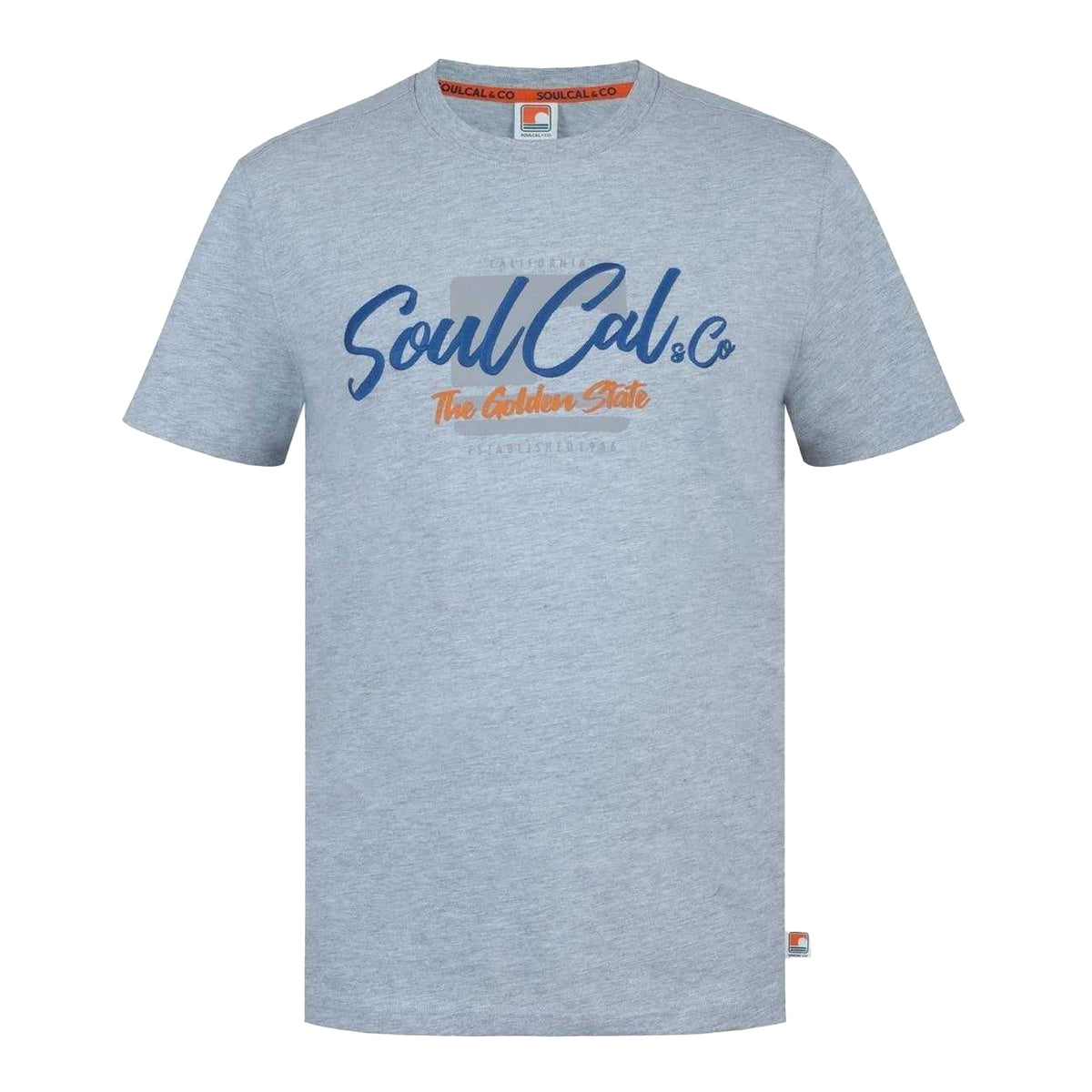 Light Grey Marl - Front - SoulCal Mens Back Print T-Shirt