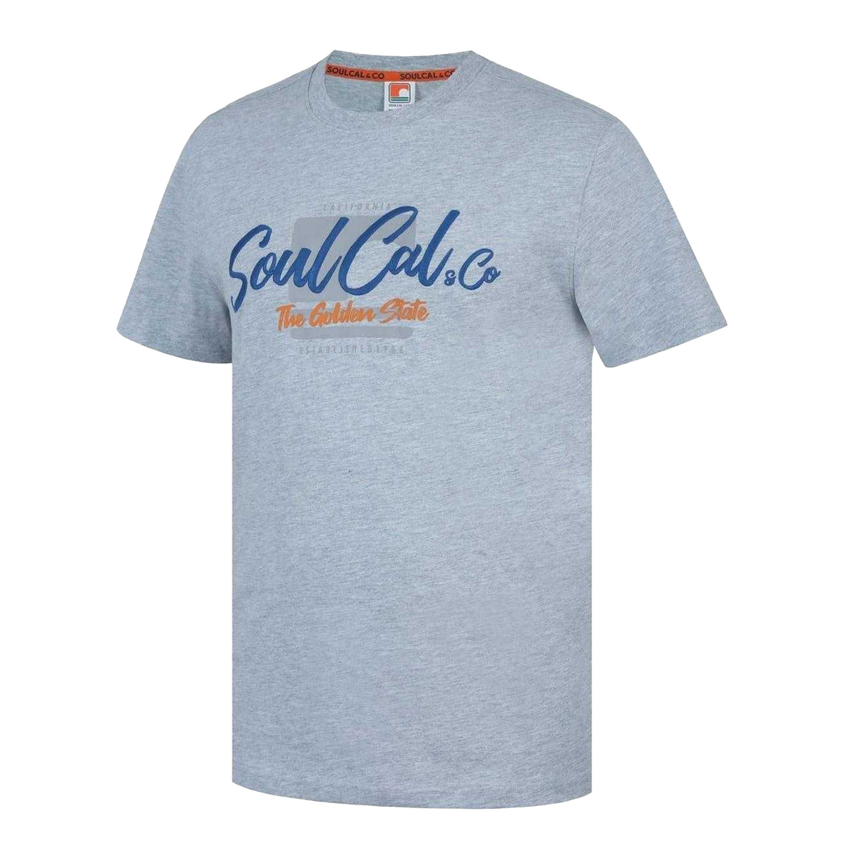 Light Grey Marl - Side - SoulCal Mens Back Print T-Shirt