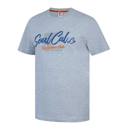 Light Grey Marl - Side - SoulCal Mens Back Print T-Shirt