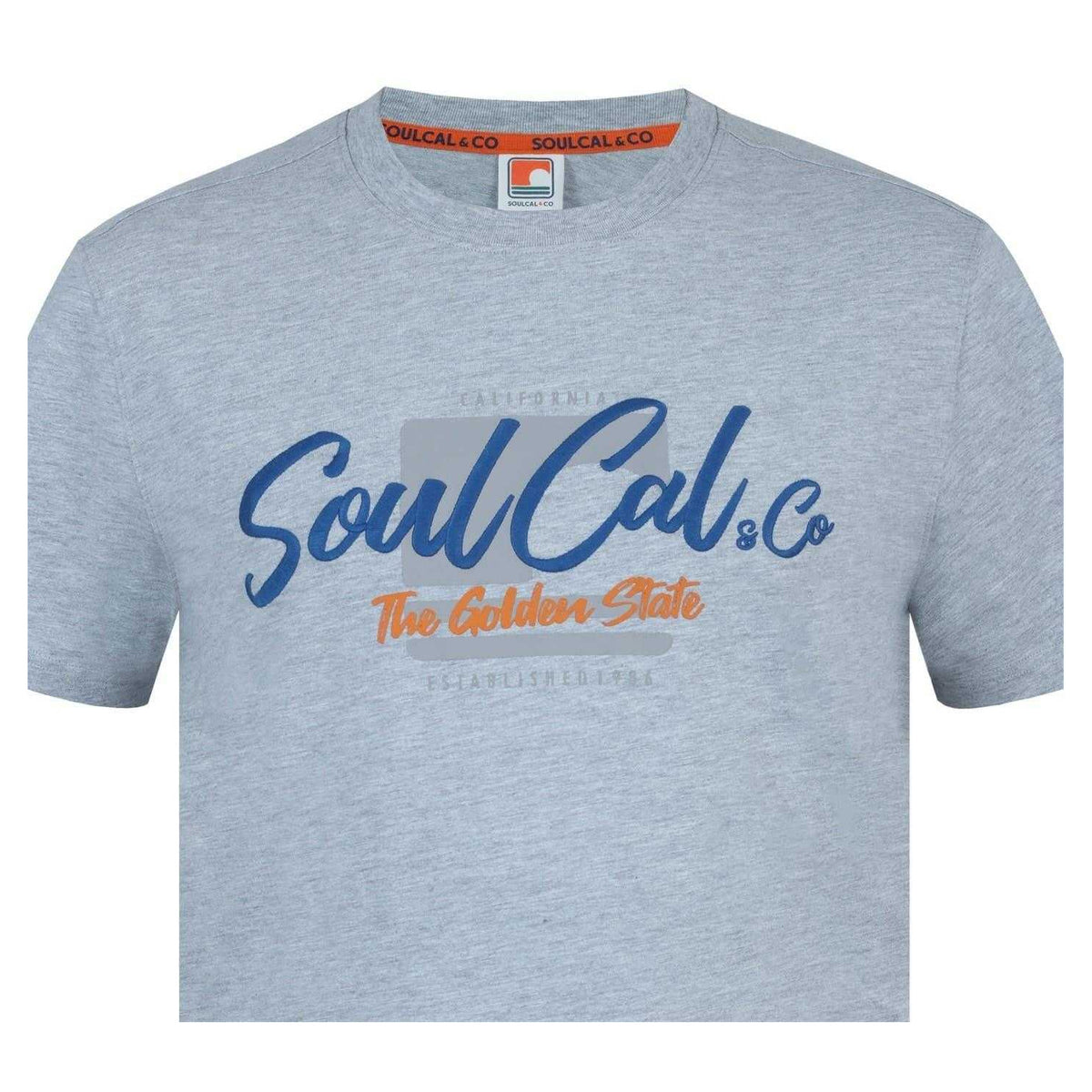 Light Grey Marl - Pack Shot - SoulCal Mens Back Print T-Shirt