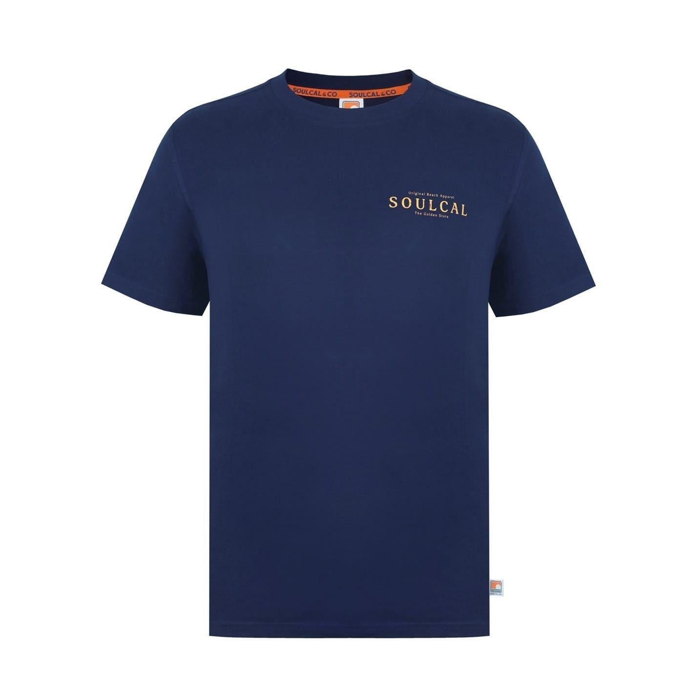 Navy - Front - SoulCal Mens Back Print T-Shirt