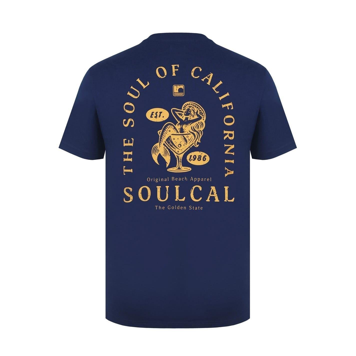 Navy - Back - SoulCal Mens Back Print T-Shirt