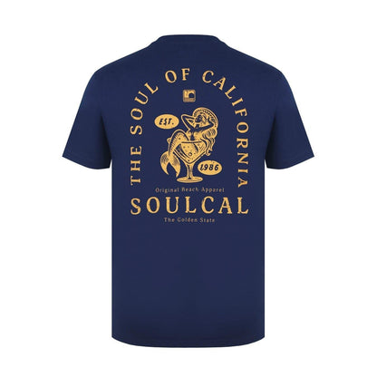 Navy - Back - SoulCal Mens Back Print T-Shirt