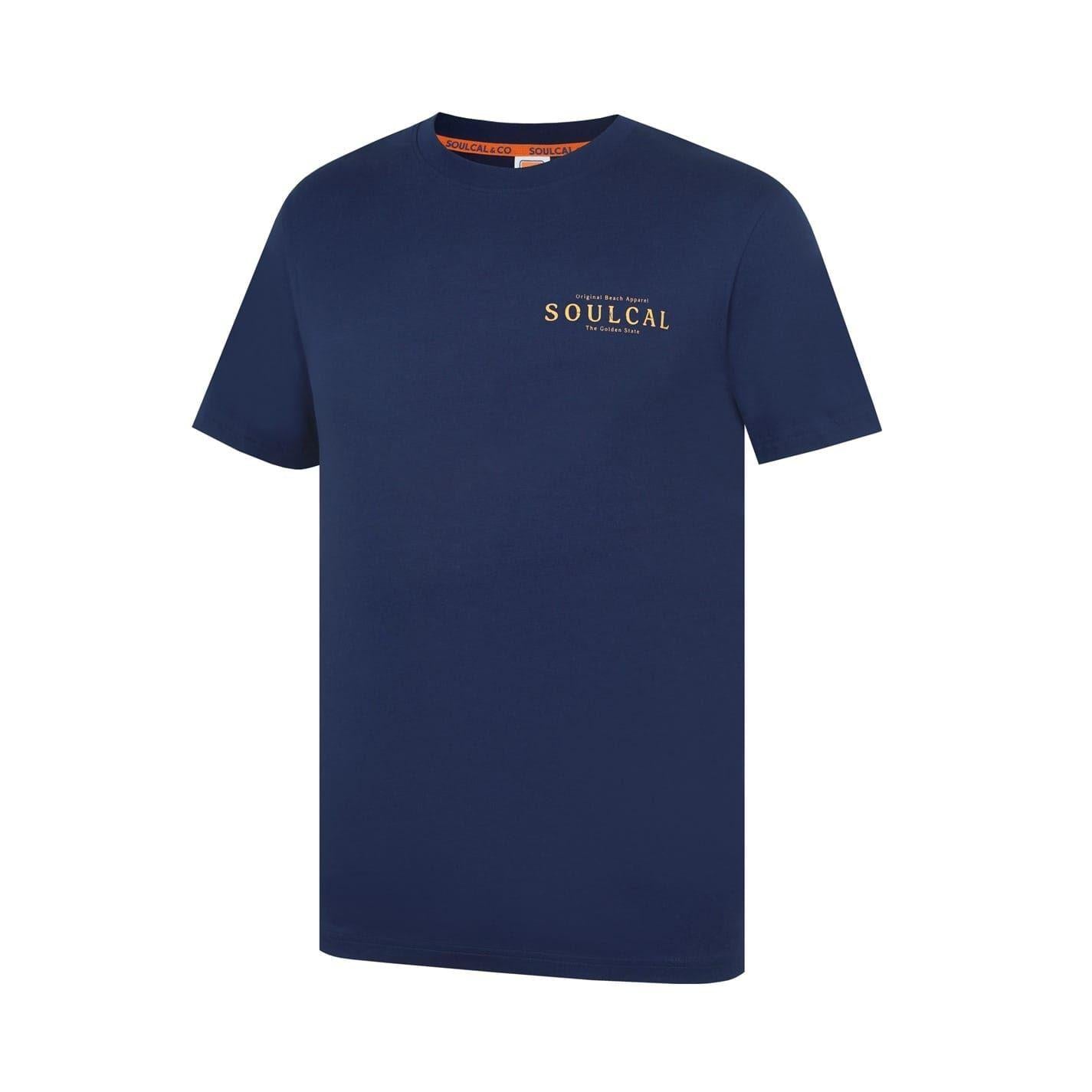 Navy - Side - SoulCal Mens Back Print T-Shirt