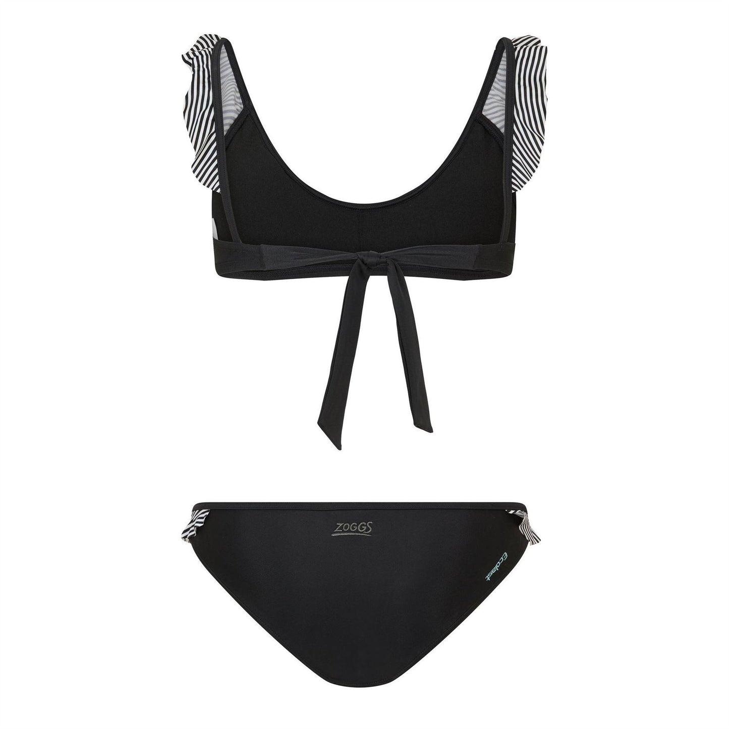 Black - Back - Zoggs Womens-Ladies Frill Bikini Set