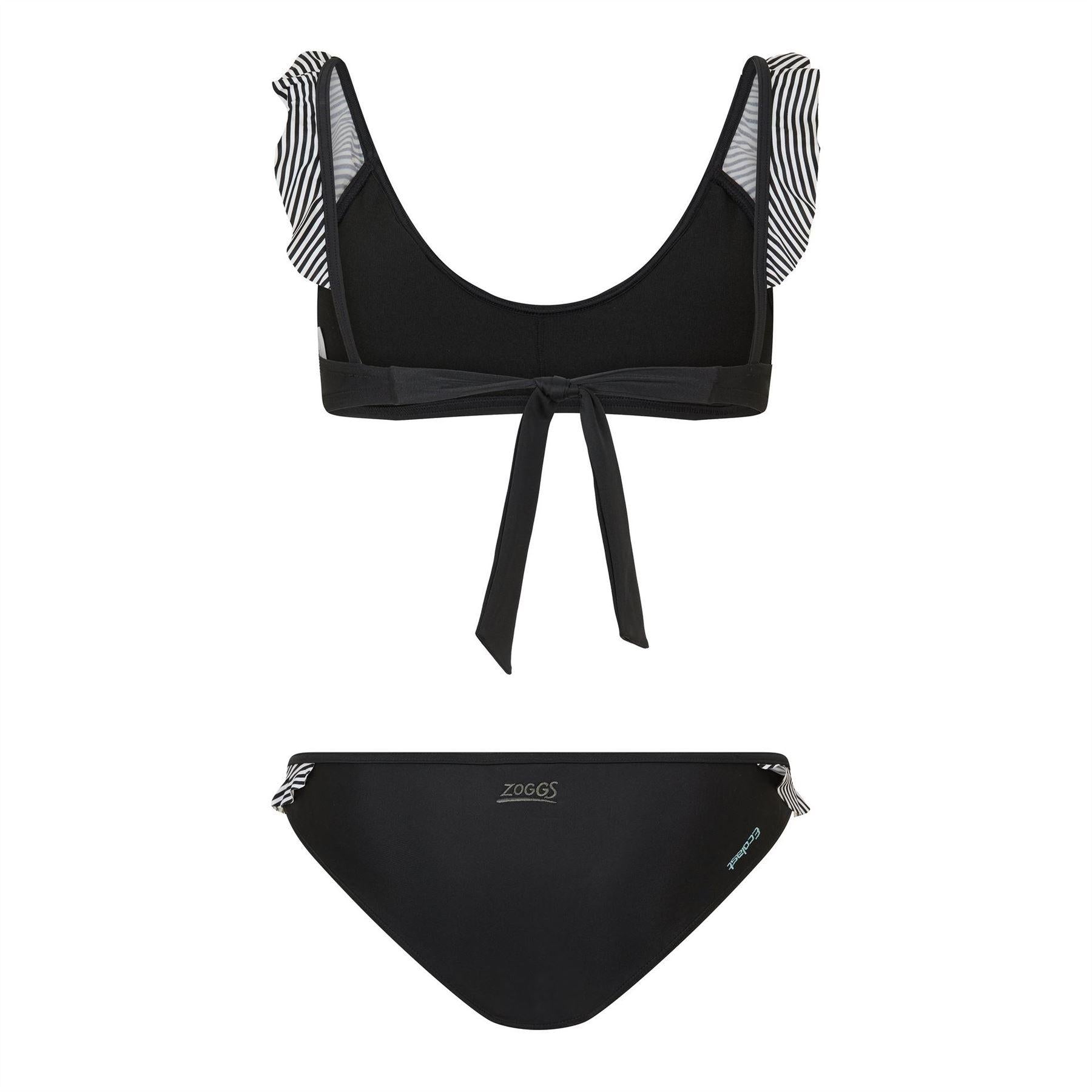 Black - Back - Zoggs Womens-Ladies Frill Bikini Set