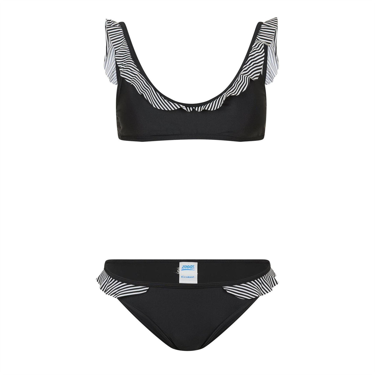 Black - Front - Zoggs Womens-Ladies Frill Bikini Set
