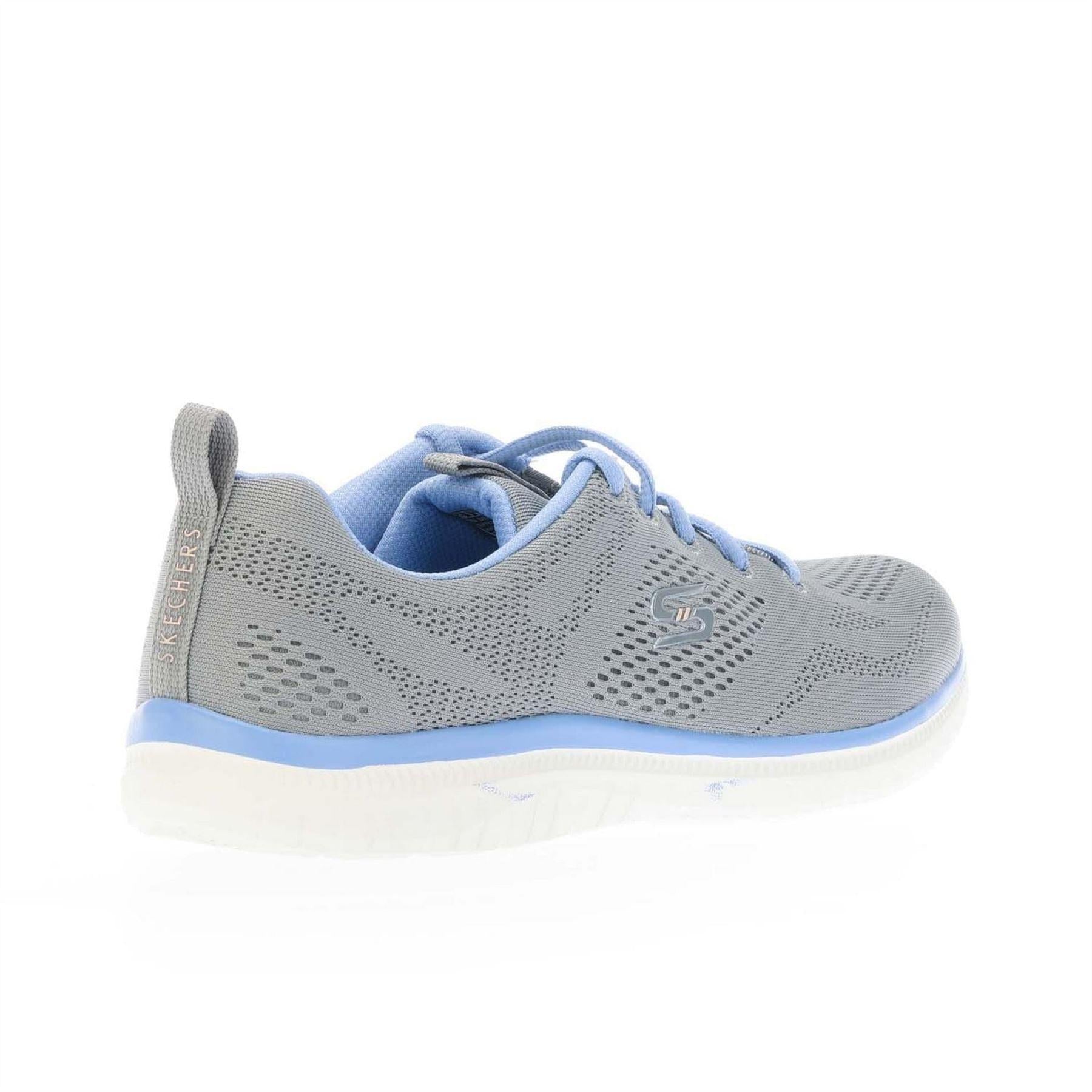 Grey Blue - Back - Skechers Womens-Ladies Virtue Kind Favor Mesh Flat Trainers