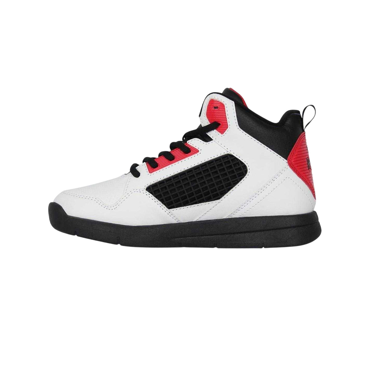 White-Black-Red - Side - Rise Childrens-Kids Reverse Basketball Shoes