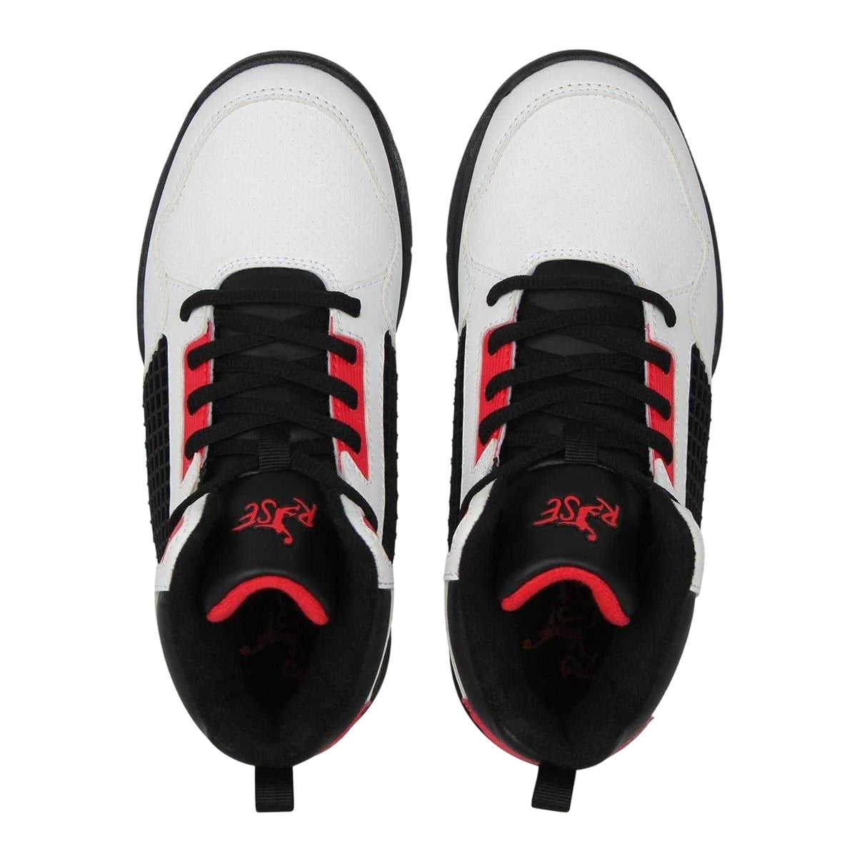 White-Black-Red - Lifestyle - Rise Childrens-Kids Reverse Basketball Shoes