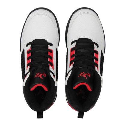 White-Black-Red - Lifestyle - Rise Childrens-Kids Reverse Basketball Shoes
