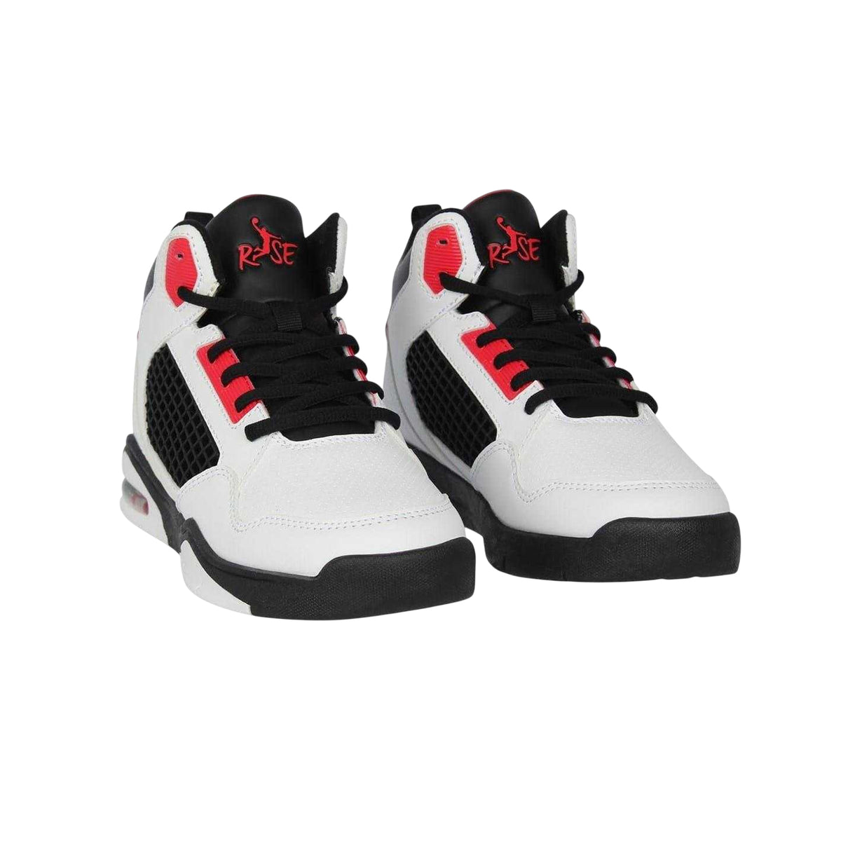 White-Black-Red - Pack Shot - Rise Childrens-Kids Reverse Basketball Shoes