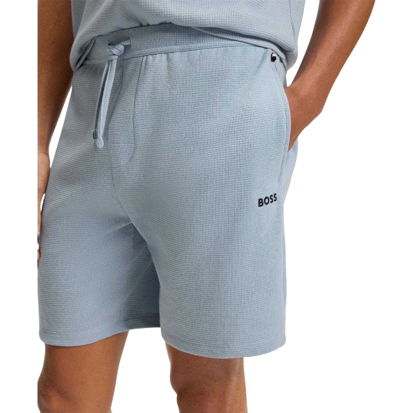 Blue - Lifestyle - Boss Mens Waffle Pyjama Shorts