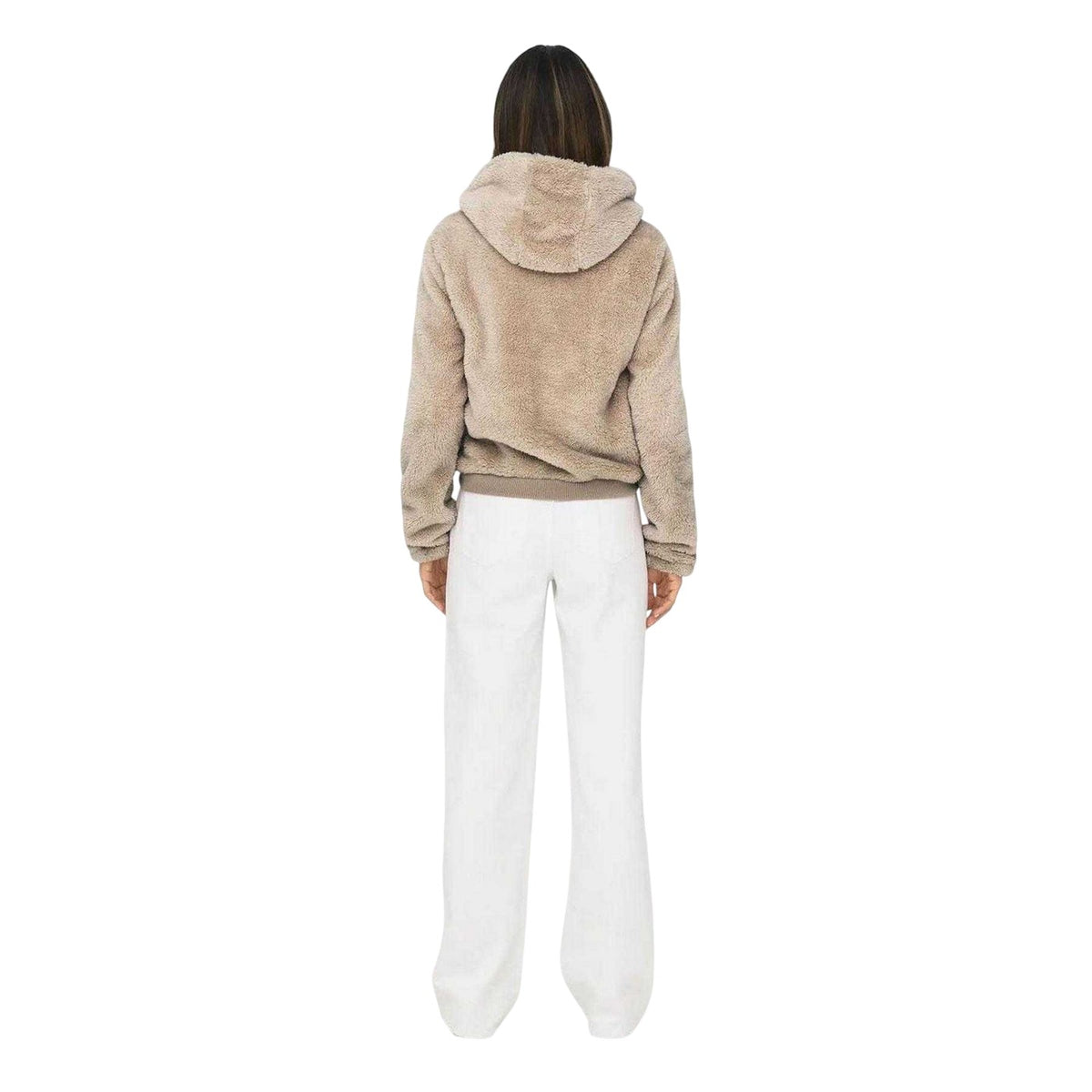 Beige - Pack Shot - Only Womens-Ladies Plain Teddy Fleece Jacket