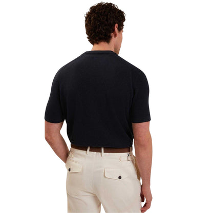 Navy - Back - Ted Baker Mens Torrent Wool Blend Ribbed Raglan T-Shirt